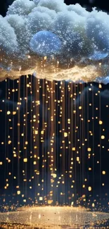 Dreamy cloud and sparkling rain wallpaper for mobile phones.