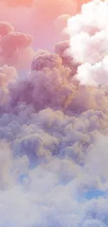 Pastel colored clouds creating a dreamy and serene phone wallpaper background.