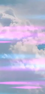 Mobile wallpaper with pastel clouds and light blue sky.