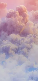 Dreamy pastel cloudscape with sunset hues.