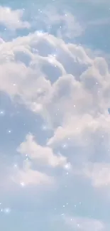 Dreamy cloudy sky with stars mobile wallpaper.