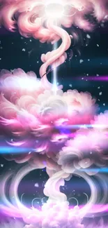 Dreamy cosmic clouds with pink and purple hues in mobile wallpaper.