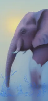 Dreamy elephant artwork with pastel tones on mobile wallpaper.