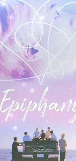 Dreamy Epiphany wallpaper with pastel colors and serene sunset scene.