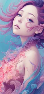 Dreamy fantasy art mobile wallpaper with pastel colors and enchanting illustration.