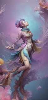 Fantasy figure with swirling purple patterns.