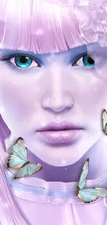 Mobile wallpaper featuring dreamy fantasy art with butterflies and pastel hues.