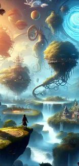 Dreamy fantasy wallpaper with floating islands and surreal scenery.