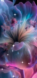 Dreamy abstract floral art wallpaper with vibrant colors.