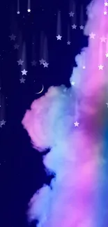 Vibrant galaxy cloud wallpaper with pastels in a night sky.