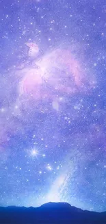 Purple galaxy night sky wallpaper with stars.