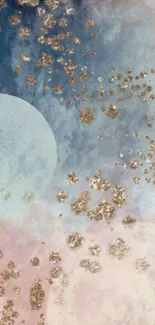 Dreamy pastel galaxy wallpaper with celestial glitter accents.