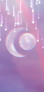 Dreamy lavender moon and sphere on a soft background.