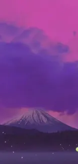 Pink and purple mountain wallpaper with a serene twilight atmosphere.