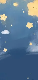 Cartoon stars and clouds in a dreamy night sky.