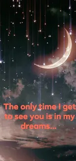 Dreamy night sky with crescent moon and stars, mobile wallpaper.