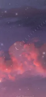 Ethereal purple night sky with crescent moons.