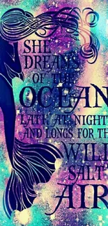 Dreamy mermaid silhouette with ocean theme.