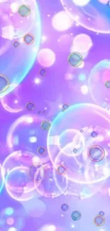 Dreamy pastel bubble wallpaper for smartphones with purple and blue hues.