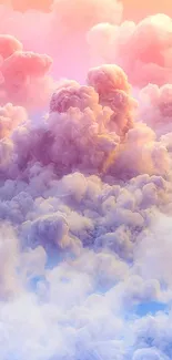 Aesthetic pastel cloud wallpaper for mobile with dreamy pink and purple hues.
