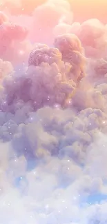 Dreamy pastel clouds with soft lighting and starry details.