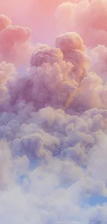 Dreamy pastel clouds with pink hues.