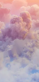 Dreamy pastel pink clouds mobile wallpaper.