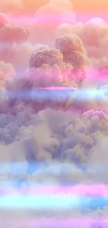 Dreamy pastel clouds mobile wallpaper with pink and purple hues.