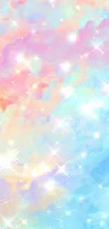 Dreamy pastel cloud wallpaper with sparkles.