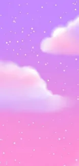 Dreamy pastel clouds with stars on a purple background.