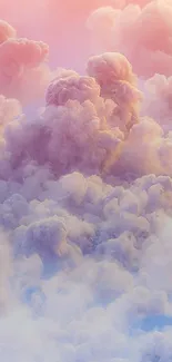 Dreamy pastel clouds in pink and purple hues for phone wallpaper.