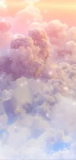 Dreamy pastel clouds with soft pink, purple, and blue hues as a mobile wallpaper.