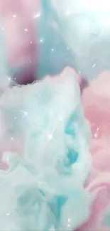 Dreamy pastel clouds in pink and blue hues.