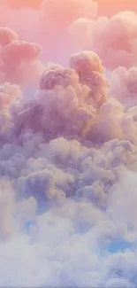 Dreamy pastel cloudscape with soothing lavender and peach hues.