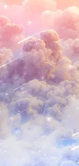 Soft pastel clouds create a dreamy and serene sky wallpaper.