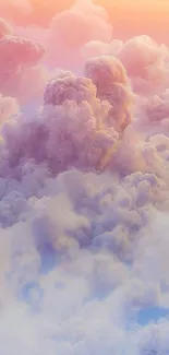 Dreamy pastel clouds with soft hues of pink and purple against a serene sky.