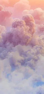 Delicate pastel clouds against a sunset sky, creating a dreamy mobile wallpaper.