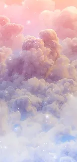 Dreamy pastel clouds with soft shades of pink and purple in the sky.