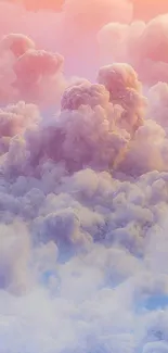 Dreamy pastel cloudscape with pink, purple, and blue hues for mobile wallpaper.