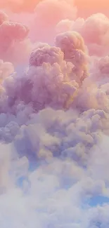 Dreamy pastel cloudscape with pink and blue hues.