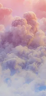 Dreamy pastel clouds with soft pink hues.