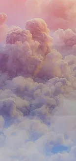 Dreamy pastel clouds with pink, purple, and blue hues create a serene wallpaper.