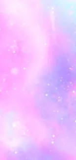 Dreamy pastel galaxy wallpaper with pink and purple hues.