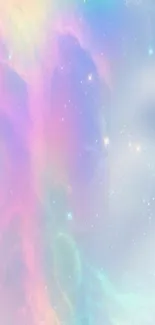 Dreamy pastel galaxy wallpaper with stars.