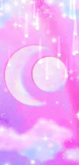 Dreamy pastel wallpaper with moon and stars.