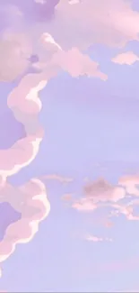 Mobile wallpaper featuring pink clouds against a light purple sky.