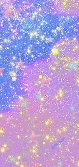 Pastel starry sky with twinkling stars and vibrant colors.