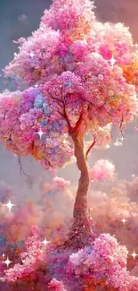 Beautiful pink blossom tree on a dreamy background.