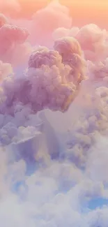 Dreamy pink clouds create a serene mobile wallpaper ambiance.