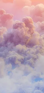 A dreamy wallpaper with pink and ethereal clouds for mobile devices.